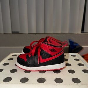Jordan Kids Black and Red High-Top Sneakers